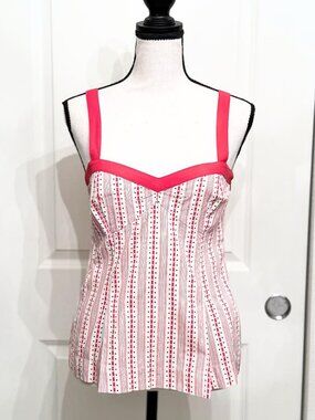 Viola Red Retro Pinstripe Sweetheart Tank Top from Anthropologie, Size 2